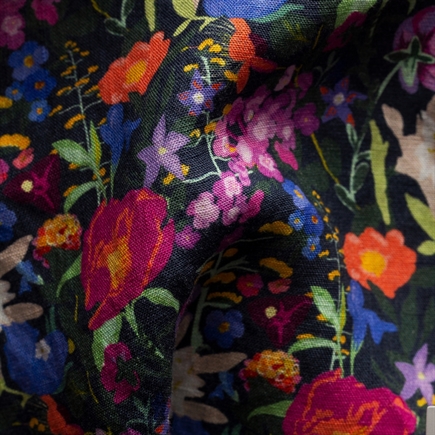 Eton Floral Print Linen Skjorte