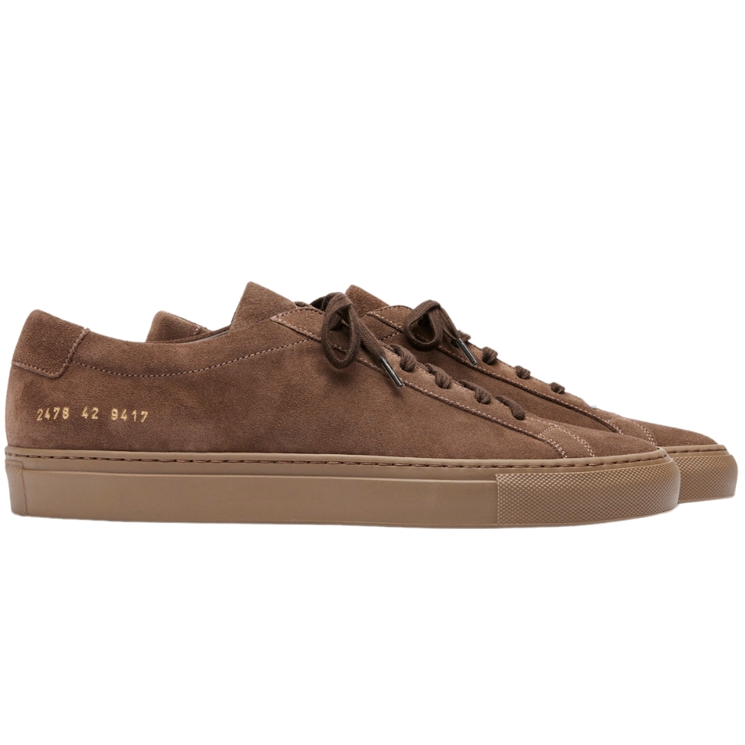 Common Projects Achilles Tonal Suede Sneakers Brown Coast