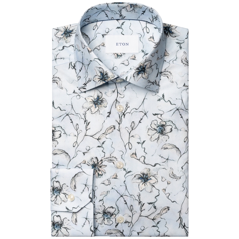 Eton Floral Signature Twill Slim Skjorte