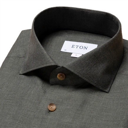 Eton Brown Herringbone Flannel Shirt