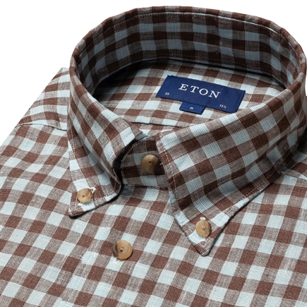 Eton Contemporary Checked Linen Skjorte