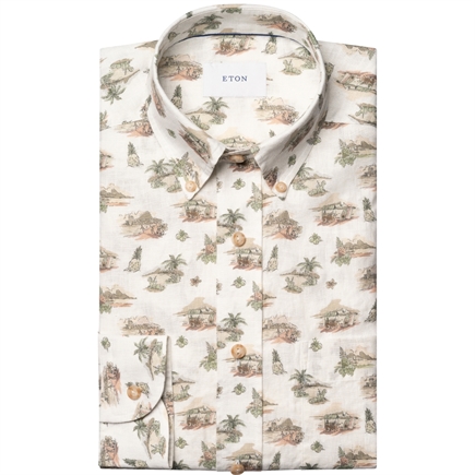 Eton Motif Linen Casual Fit Skjorte