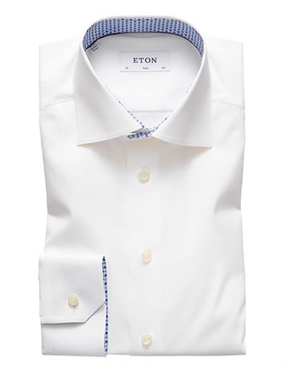 Eton Poplin Slim Skjorte - White | Coaststore.dk