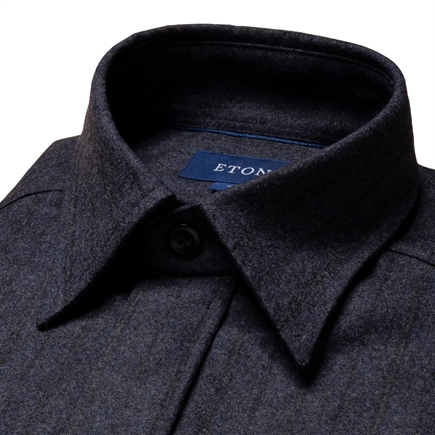  Eton Stripe Wool-Cashmere Flannel Overskjorte