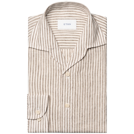 Eton Striped Linen Contemporary Skjorte