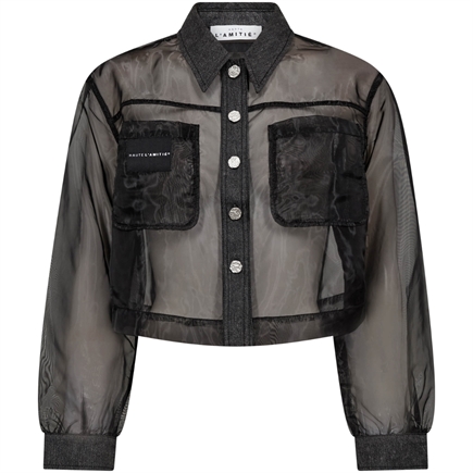 Haute L'amitié Organza Crop Denim Skjorte