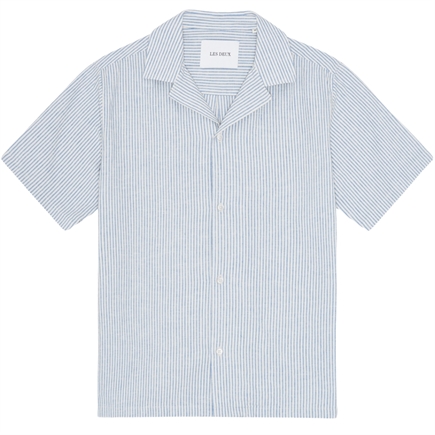 Les Deux Lukas Stripe Cotton Linen SS Skjorte