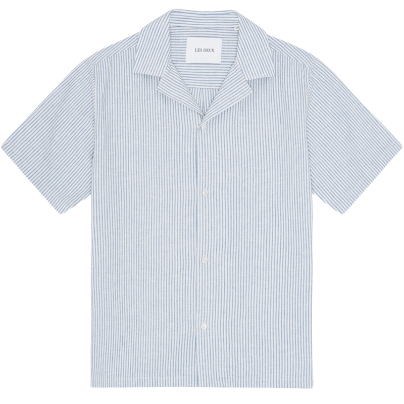Les Deux Lukas Stripe Cotton Linen SS Skjorte