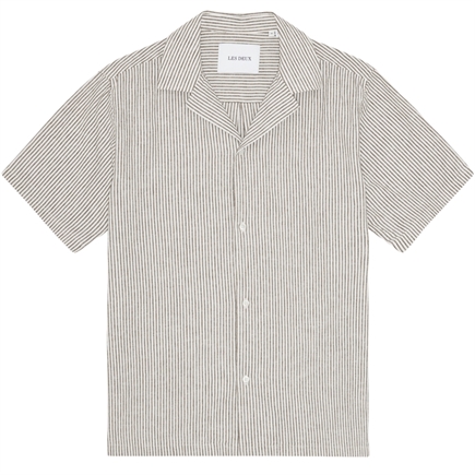 Les Deux Lukas Stripe Cotton Linen SS Skjorte