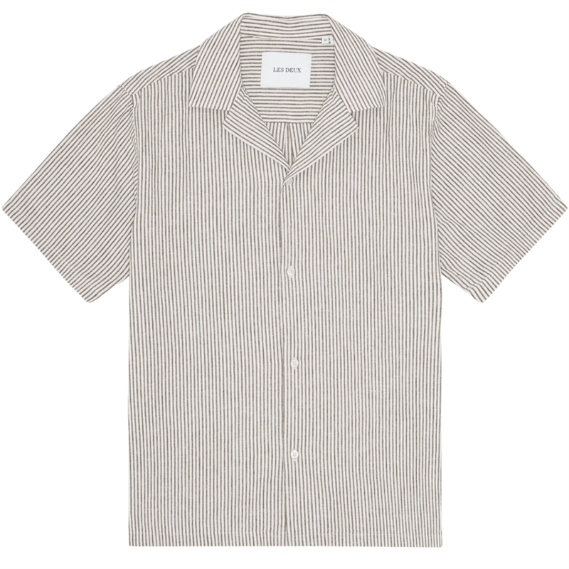 Les Deux Lukas Stripe Cotton Linen SS Skjorte