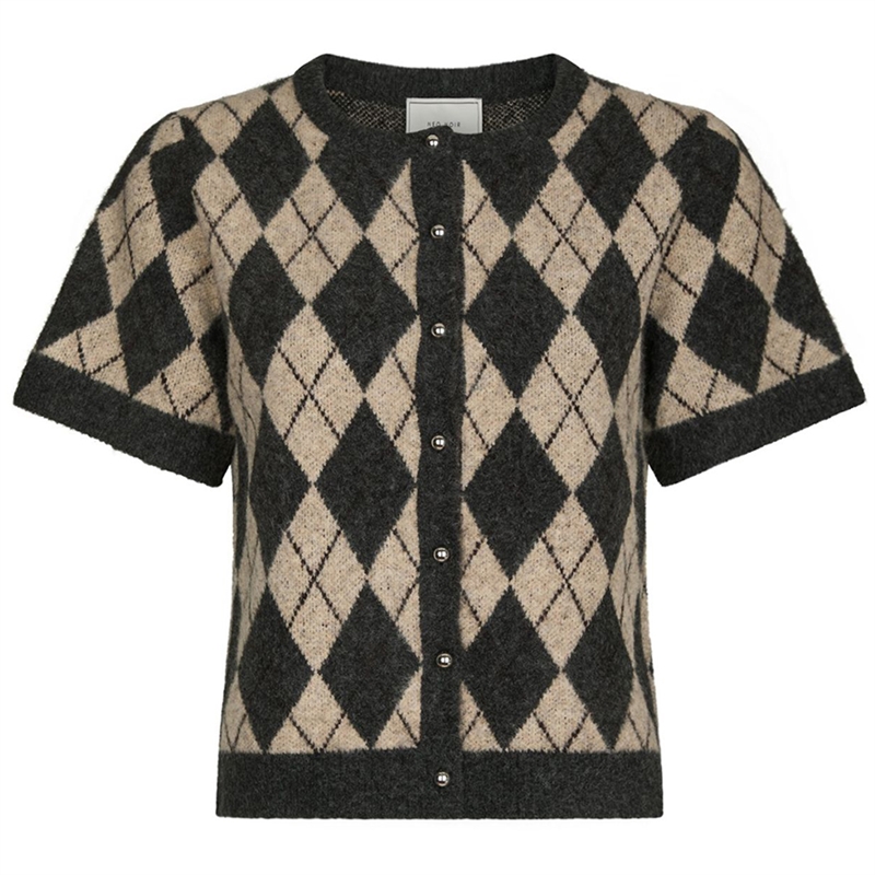 Neo Noir Allestar Check Knit Cardigan