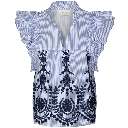 Neo Noir Jayla Stripe Embroidery Top