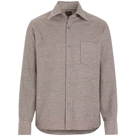 Oscar Jacobson Straight Fit Casual Spread Houndstooth Skjorte
