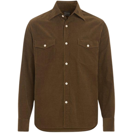 Oscar Jacobson Straight Fit Spread Baby Cord Skjorte
