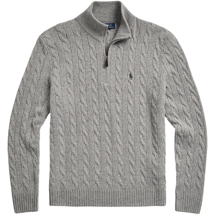 Polo Ralph Lauren Cable-Knit Wool-Cashmere Quarter-Zip Strik