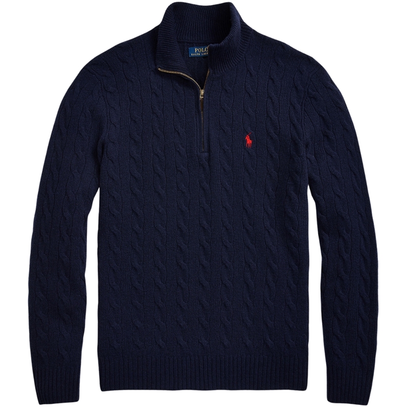 Polo Ralph Lauren Cable-Knit Wool-Cashmere Quarter-Zip Strik