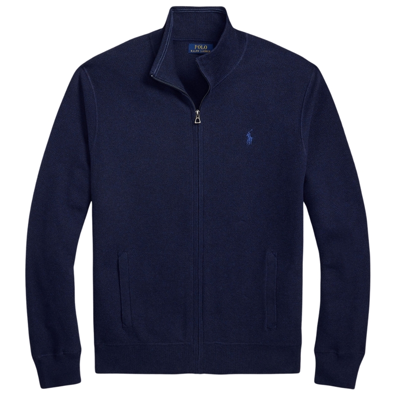 Mesh-Knit Cotton Full-Zip Sweater