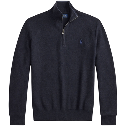 Polo Ralph Lauren Mesh-Knit Cotton Quarter-Zip Sweater Strik