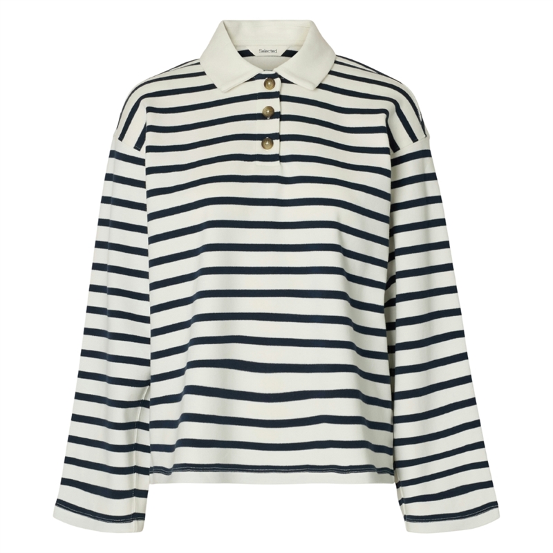 Selected Femme Wada Stripe Collar Polo T-shirt 