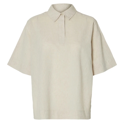 Selected Femme Luisa Linen Blend Polo T-shirt