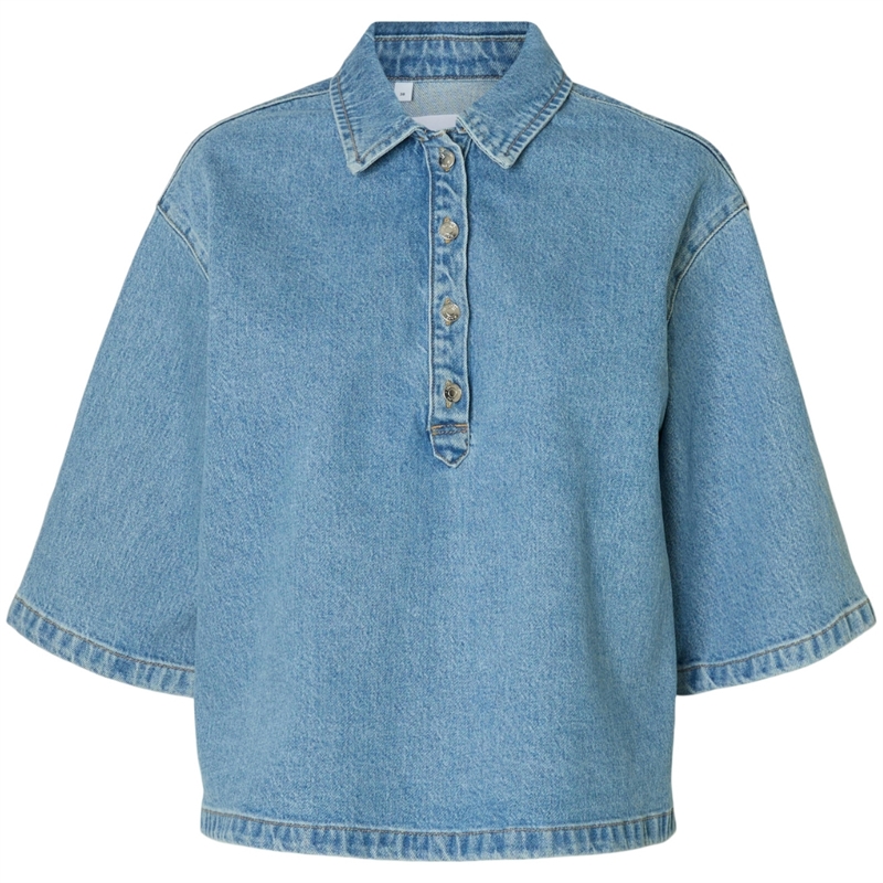 Selected Femme Liva-Kori 2/4 Boxi Denim Skjorte
