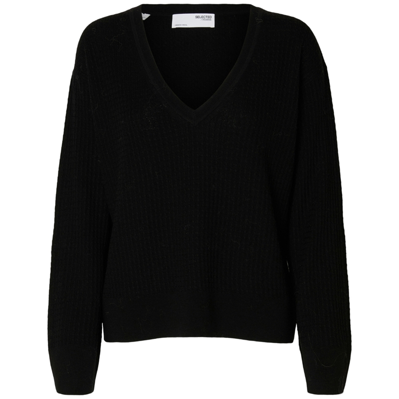 Selected Femme Thea LS Merino Deep V-Neck Strik