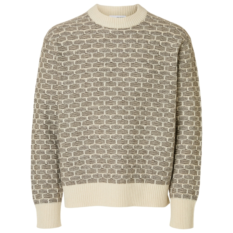 Selected Homme Keith LS Knit Relaxed Crew Neck Strik