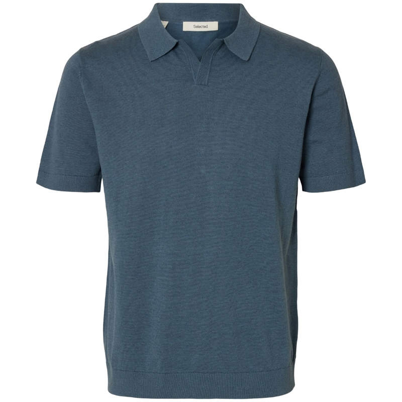 Selected Homme Mattis SS Linen Blend Open Polo T-shirt