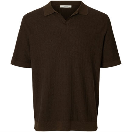 Selected Homme Mattis SS Linen Blend Open Polo T-shirt