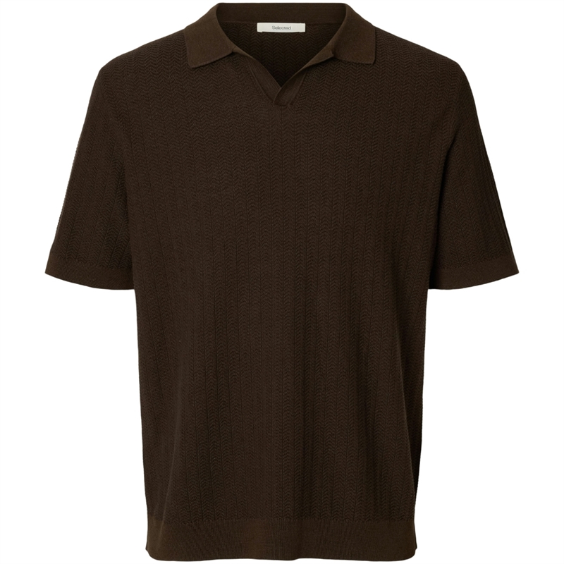 Selected Homme Mattis SS Linen Blend Open Polo T-shirt