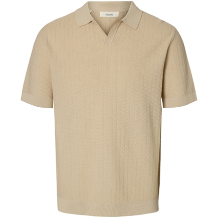 Selected Homme Mattis SS Linen Blend Open Polo T-shirt