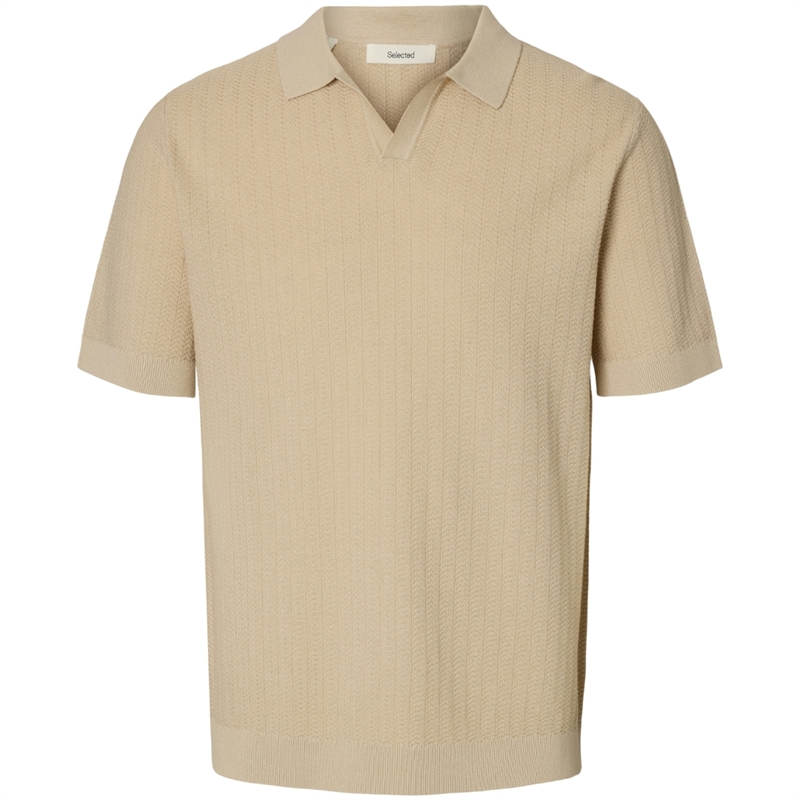 Selected Homme Mattis SS Linen Blend Open Polo T-shirt
