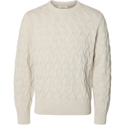 Selected Homme Carlos LS Cable Crew Neck Strik
