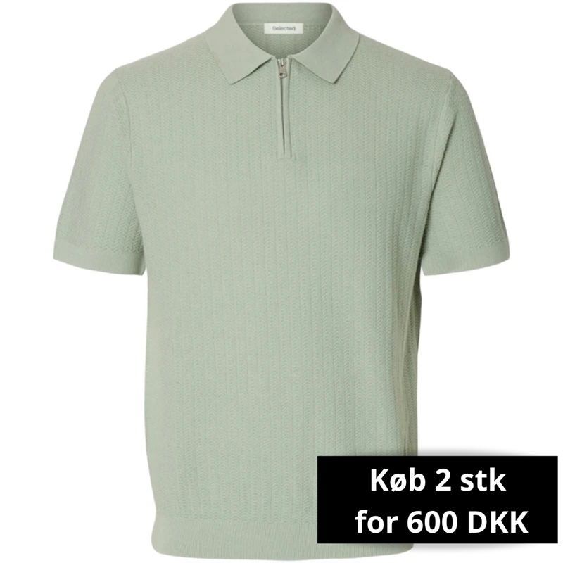 Selected Homme Cran SS Knit Structure Zip Polo T-shirt
