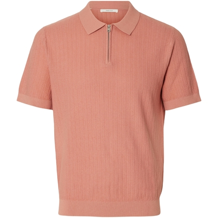 Selected Homme Cran SS Knit Structure Zip Polo T-shirt