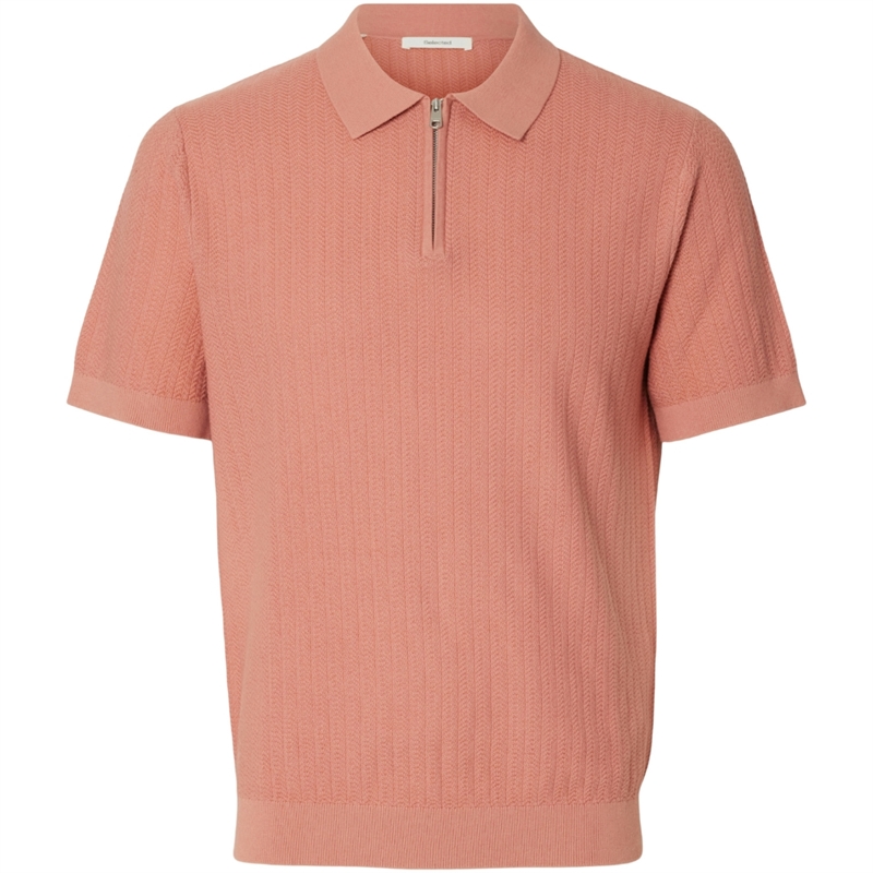 Selected Homme Cran SS Knit Structure Zip Polo T-shirt