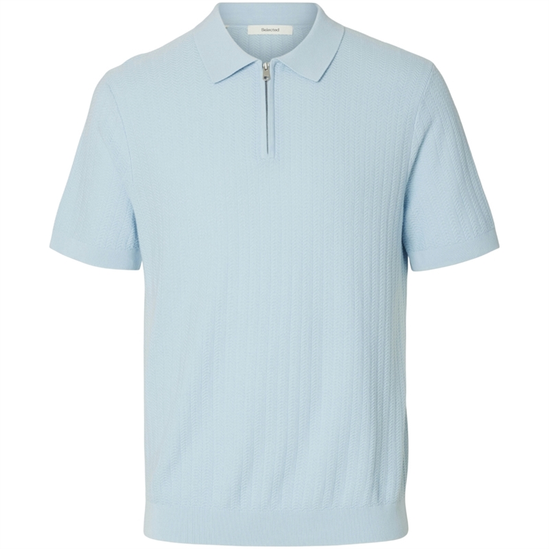 Selected Homme Cran SS Knit Structure Zip Polo T-shirt