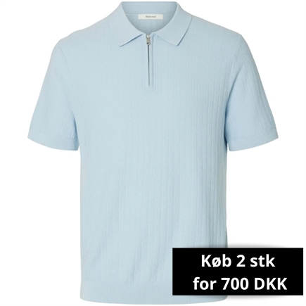 Selected Homme Cran SS Knit Structure Zip Polo T-shirt