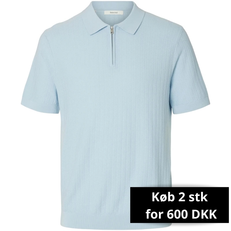 Selected Homme Cran SS Knit Structure Zip Polo T-shirt