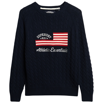 Superdry Slouchy Cable Flag Knit Jumper Strik 