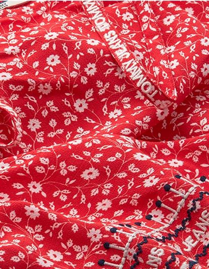 Tommy Jeans Floral Maxi Strap Kjole - Deep Crimson | Coaststore