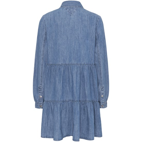 Tommy Jeans Chambray Tiered Skjortekjole