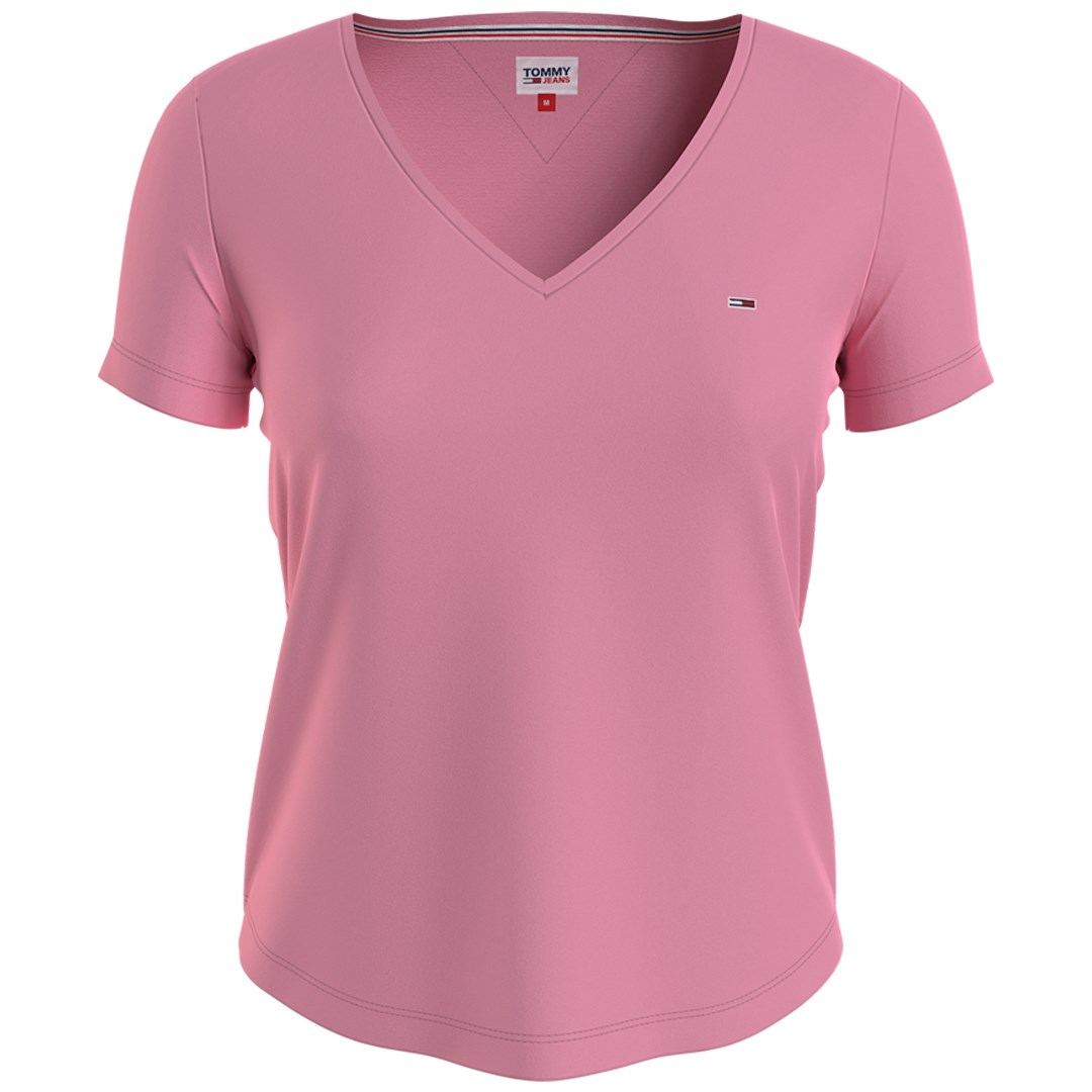 tjener lavendel Køb Tommy Jeans Slim Jersey V-neck T-shirt - Fresh Pink | Coast