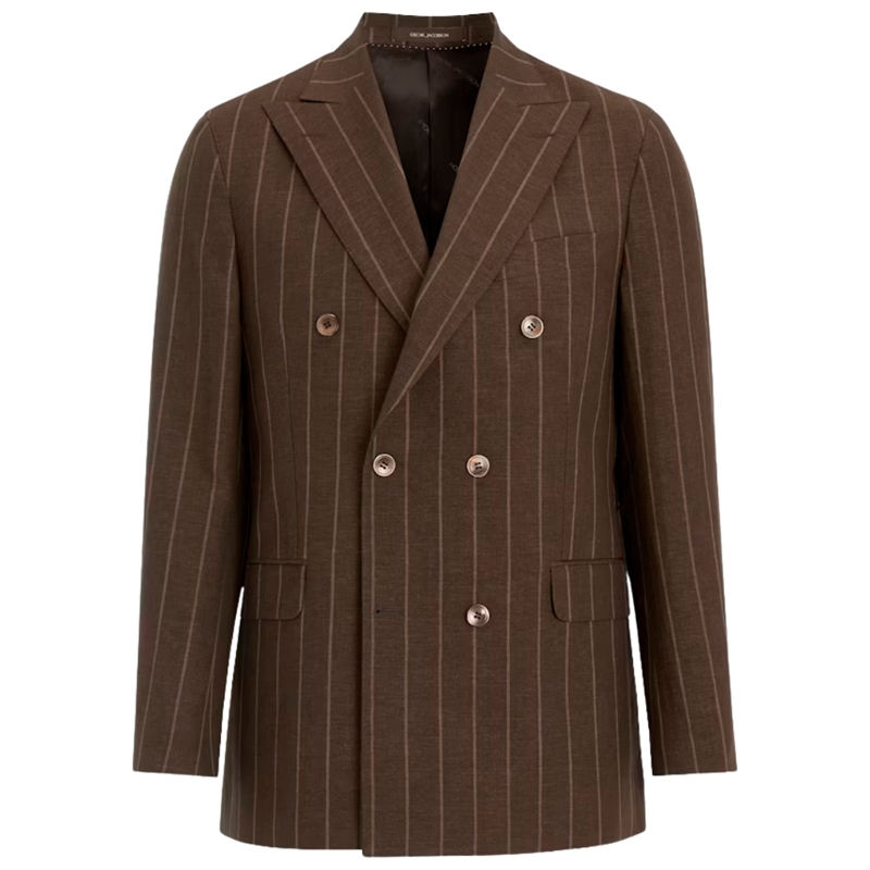 Oscar Jacobson Farris Striped Linen Wool Blazer
